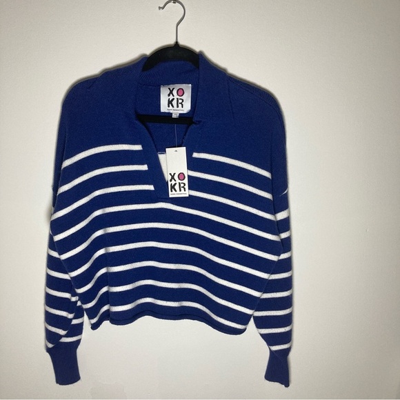 Kerri Rosenthal Radiant Heart Sweater in Blue and White Stripes | Anthropologie - Picture 2 of 10